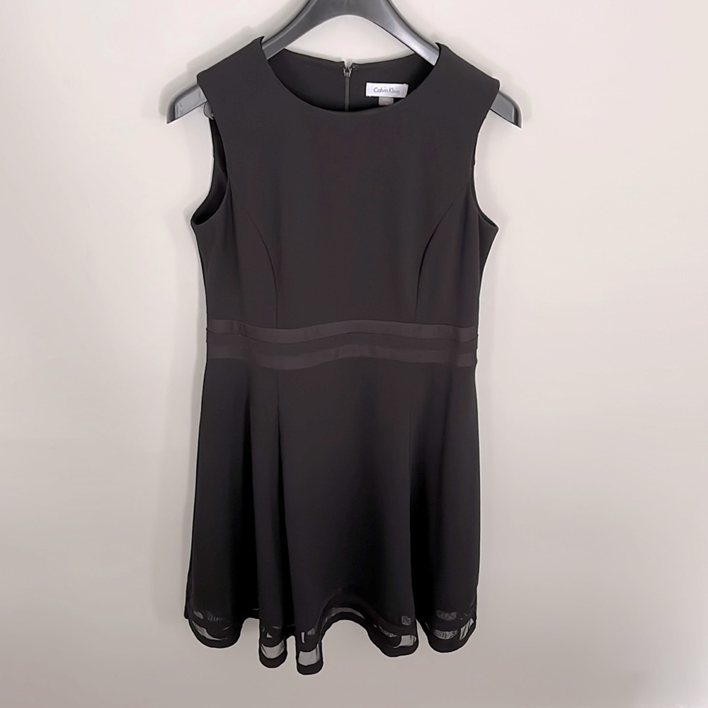 Calvin Klein Black Sleeves Mid Length Dress